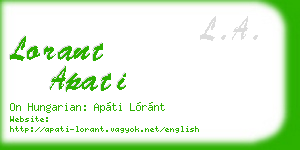lorant apati business card